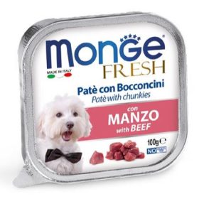 MongeDOG A.tálka32x100g Fresh Marha Paté&Chunkies