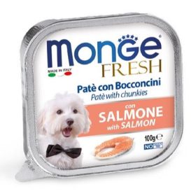 MongeDOG A.tálka 32x100g Fresh Lazac Paté&Chunkies