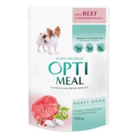OPTIMEAL Kutya Adult Alut Marha Áfonya 12x100g Zselében