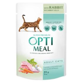 OPTIMEAL Macska Adult Alutasak 12x85g Nyúl Répa Zselében

