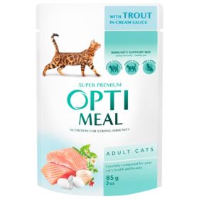   OPTIMEAL Macska Adult Alutasak 12x85g Trout Krém Szósz Pisztráng