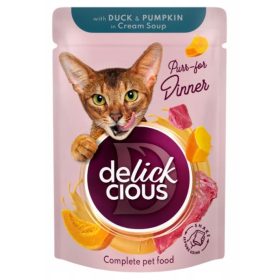   Delickcious Macska Alut. 12x85g Szaftos Kacsa Sütőtök Krémlevesben
