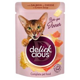   Delickcious Macska Alut. 12x85g Szaftos Lazac Sajt Krémlevesben