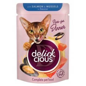 Delickcious Macska Alut. 12x85g Szósz Lazac Kagyló