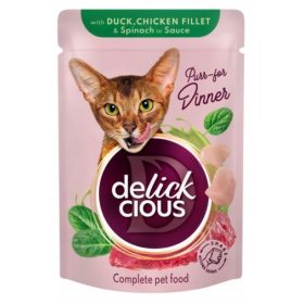 Delickcious Macska Alut. 12x85g Szósz Kacsa Csirke Spenót