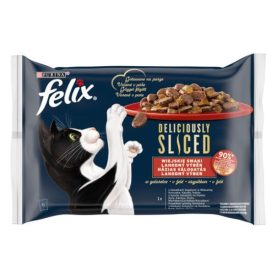   Felix Deliciously Sliced 4x80g Házias válogatás Marha, csirke, kacsa, pulyka