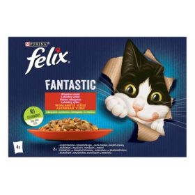   Felix Fantastic 4x85g Házias Csirke-Marha Pulyka-Bárány Paradicsommal Sárgarépával Aszpikban
